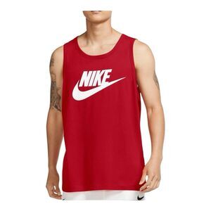 Nike Sleeveless Shirt Tank Top Men’s Medium Red Swoosh Spellout Gym Workout